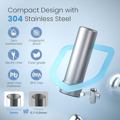 [Alkaline] Waterdrop Water Filter for Sink Faucet, NSF/ANSI 42 Certified Countertop Water Filter System, 5-Stage Stainless Steel Faucet, 8000 Gallons, Reduces 99% Chlorine, WD-CTF-04(1 Filter) - Image 8