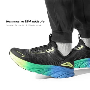 ALLSWIFIT Men's Slip On Walking Shoes Running Comfortable Tennis Breathable Non Slip Athletic Gym Workout Cross Training Fashion Sneakers,Size 9.5,Black/Green,SARR034M - Image 3