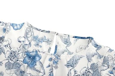 TASAMO Women Chiffon Blouse Round Neck Short Sleeve Top Shirts (Medium, LFD Blue) - Image 3