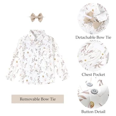 WESIDOM Toddler Dresses Suit Baby Boy Clothes Set Bowtie Shirts+Pants+Vest+Boutonniere Kids Gentleman Wedding Outfit(Apricot+2-3T) - Image 2
