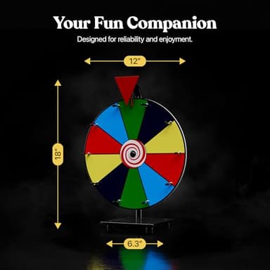 T-SIGN 12 Inch Heavy Duty Spinning Prize - 10 Slots Color Tabletop Roulette Spinner Wheel of Fortune - Spin The Wheel with Dry Erase Marker and Eraser Win The Fortune Spin Game for Trade Show - Image 4