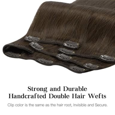 HOTBANANA Human Hair Clip in Hair Extensions, Chocolate Brown 120g Clip in Hair Extensions Real Human Hair Straight Remy Hair Clip in Hair Extensions 24 Inch 7pcs - Image 5