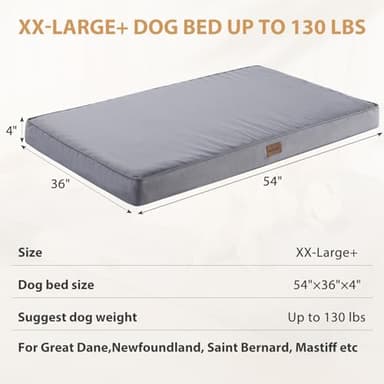 BFPETHOME Outdoor Dog Beds for Large Dogs, Waterproof Dog Bed for Medium, Large, Extra Large Dogs, Orthopedic Dog Bed with Removable Washable Cover, Egg Crate Foam Pet Bed Mat. (54 x 36 in, Grey) - Image 4