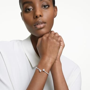 SWAROVSKI Mesmera Bangle Bracelet, Heart-Shaped Clear Crystals on a Rhodium Finish Cuff, Size L, from the Swarovski Attract Soul Collection - Image 6