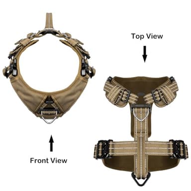 ICEFANG Dog Strap Harness with 4 x Metal Buckles,for Medium Sized Dog,K9 Vest,Y-Shape Chest,Adjustable Pet Harness,No-Pull Front Leash Clip (Medium (Pack of 1), Brown) - Image 3
