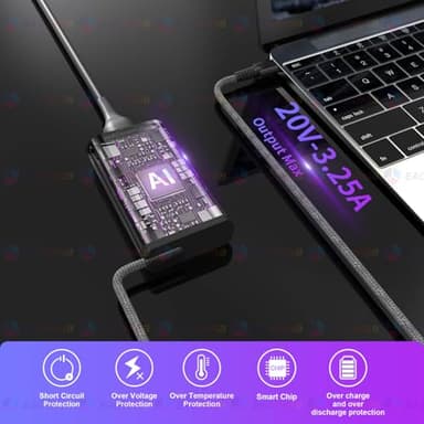 EAOYHGB New Slim 65W Watt USB Type C Laptop Charger Compatible with HP Spectre X360, Envy X360, Computer Chromebook EliteBook X360 OmniBook Zbook ProBook Elite X2 Power Cord Replacement AC Adapter - Image 6