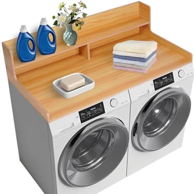 Washer Dryer Countertop Laundry Countertops Counter Top for Washer and Dryer Washer Dryer countertop with Shelf Laundry Countertop Over Washer and Dryer (Light Walnut) 54″×27.5″×12″ - Image 1