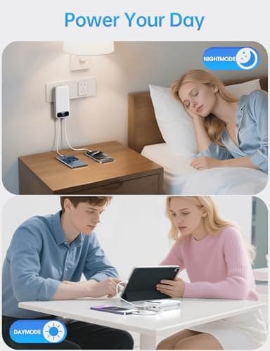 Portable-Charger Power-Bank with Built-in Cables & AC Wall Plug - 20000mAh PD 20W Fast Charging for iPhone,Android, USB-C,Rechargeable External Battery Pack for Cell Phone,Type C cords,Travel White - Image 9