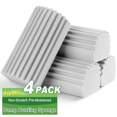 Jeymei 4-Pack Damp Clean Duster Sponge, Sponge Cleaning Brush, Duster for Cleaning Blinds, Glass, Baseboards, Vents, Railings, Mirrors,Window Track Grooves and Faucets（Gray） - Image 7