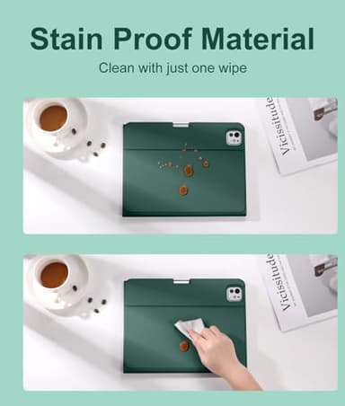 Hamile for iPad Pro 11-inch Case with Keyboard (M4) - Magnetic Wireless Detachable Keyboard with Multi-Touch Trackpad 7 Colors Backlit Stain Proof Folio Cover for iPad Pro 11 Inch 2024 - Pine Green - Image 7