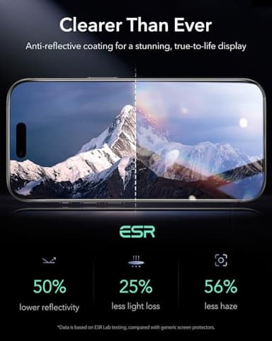 ESR 3 Pack 9H+ Glass for iPhone 17/iPhone 16 Pro Screen Protector, [Military-Grade Shatterproof], with AR Anti-Reflective Technology, Armorite Ultra-Tough Tempered Glass with Ultra Fit Tray - Image 6