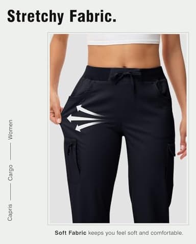 TBMPOY Womens Cargo Capris with Pockets Lightweight Hiking Capris Pants Quick Dry Casual Cropped Pants Summer Trip Cotton Navy L - Image 5