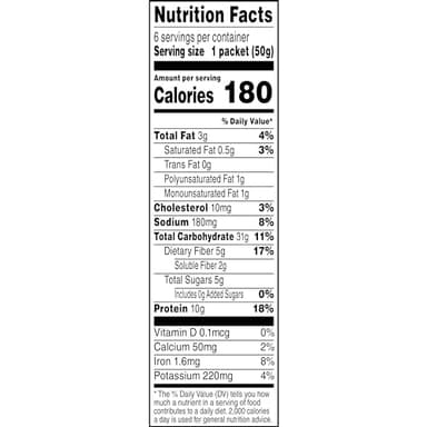 Quaker Protein Instant Oatmeal, Apple Cinnamon, 12g Protein per Serving, Whole Grains, No Artificial Flavors, No Added Colors, 1.76 oz Packets, (24 Pack) - Image 2