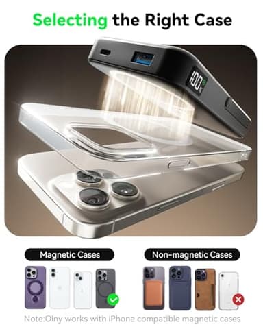 LENUTO for Magsafe Battery Pack 10000mAh Power Bank with Foldable Stand Portable Charger,PD 22.5W Fast Charge,Travel Essential Wireless Charger for iPhone 17/16/15/14/13/12 Series–Black - Image 8