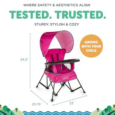 Baby Delight Go with Me Venture Portable Chair | Indoor and Outdoor | Sun Canopy | 3 Child Growth Stages | Pink - Image 3