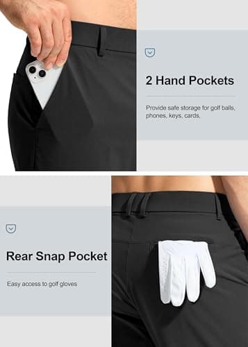 Pudolla Men's Golf Pants Stretch Work Pants for Men Dress Comfy Pants 32 Lightweight Quick Dry Casual Trousers(Black 30Wx32L) - Image 4