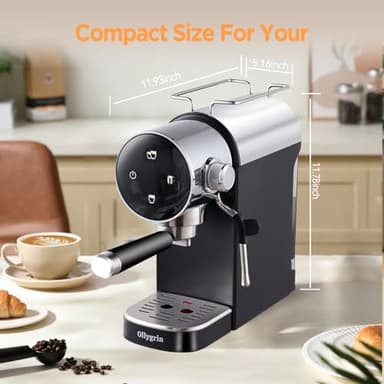 Ollygrin Espresso Machine,15 Bar Semi-Automatic Espresso Maker with Milk Frother,Touch Screen Black Stainless Steel Coffee Machine with 40oz Removable Water Tank,Cappuccino,Latte,Americano for Home - Image 7