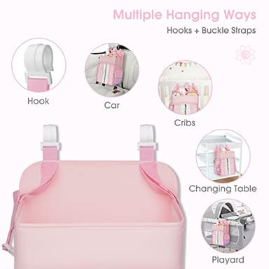 Maliton Hanging Diaper Caddy Nursery Caddy Organizer for Playard, Wall or Crib, Diaper Stacker with Baby Essentials Storage - Image 2