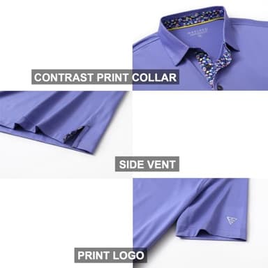 Golf Polo Shirts for Men Dry Fit Short Sleeve Performance Moisture Wicking Casual Solid Collared Men’s Polo Shirts Bluish Violet - Image 4
