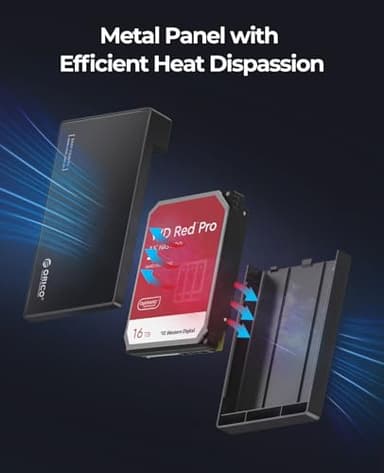 ORICO 3.5" External Hard Drive Enclosure SATA III to USB3.1 Type C for HDD Tool-Free Installation Supports UASP and 20TB Drives - Black - Image 4