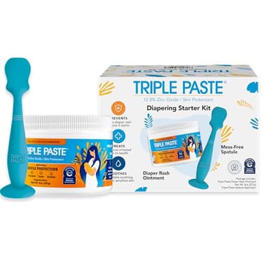 Triple Paste Diaper Rash Cream and Spatula Bundle - 8 oz Zinc Oxide Ointment and Spatula Treatment, Soothe and Prevent Rash with a Pediatrician-Recommended Hypoallergenic Formula - Image 1