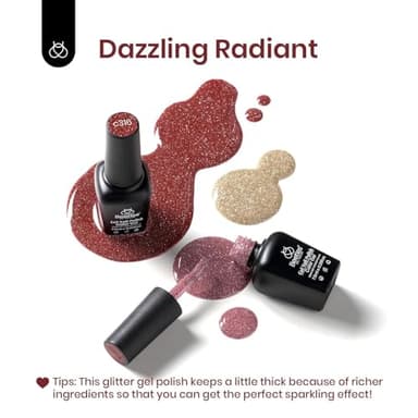 Beetles Reflective Glitter Gel Nail Polish Set, 6 Colors Holographic Sparkle Glitter Gel Polish Flash Diamond Sliver Gold Black Red UV LED Soak Off Manicure Gift for Women Girls - Image 6