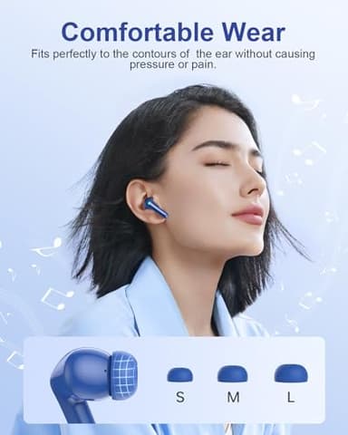 HUIFU Ear Buds Wireless Earbuds - Bluetooth Headphones 40H Playtime LED Display Deep Bass Stereo in-Ear Earphones with IPX7 Waterproof for iPhone Android Phone Tablet Laptop, Navy Blue - Image 7