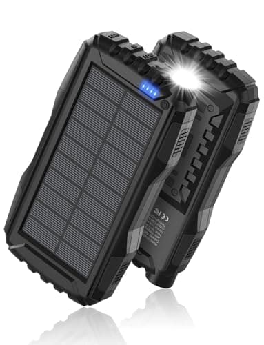 Power-Bank-Solar-Charger - 42800mAh Portable Charger,Solar Power Bank,External Battery Pack 5V3.1A Qc 3.0 Fast Charger Built-in Super Bright Flashlight (Deep Black) - Image 1