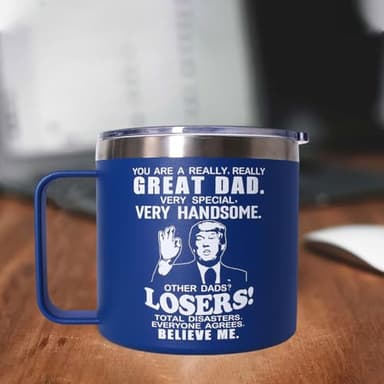 Fathers Day Dad Gifts from Daughter Son,Birthday Gifts for Dad,Stepdad,Father-in Law,Daddy - Gift for Men Papa Grandpa Uncle -14 oz Blue Tumbler Mug - Image 7