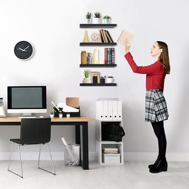 Sorbus Floating Shelves for Wall, Bathroom Shelves Wall Mounted for Kitchen, Bedroom, Living Room, Bathroom Storage, Over Toilet, Hanging Book Shelf for Wall Home Decor (Black, 4 Pack) - Image 6