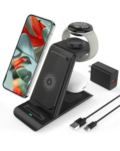 Upgraded 3 in 1 Wireless Charger for Google Pixel Watch 3/2, for Pixel 10/10 Pro/10 Pro XL/9 Pro/9/Fold/8,Pixel Buds Pro 2/Pro,Wireless Charging Station for Multiple Devices (Not for Pixel Watch 4/1) - Image 1