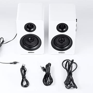 Sanyun SW208 3" Active Bluetooth 5.0 Bookshelf Speakers – 60W Carbon Fiber Speaker Unit - Built-in 24bit DAC Dynamic 3D Surround Sound 2.0 Computer PC Monitor Gaming (Pair, White) - Image 7