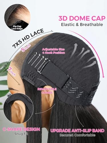 ISEE Hair Glueless Wear and Go Wigs for Beginners Lace Front Wigs for Black Women Human Hair Short Straight Bob Human Hair Wigs Lace Pre Cut Wig 12 Inch - Image 4