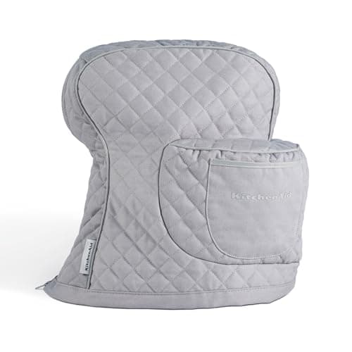 KITCHENAID Fitted Tilt-Head Stand Mixer Cover with Storage Pocket, Quilted 100% Cotton,14.4"x18"x10", Grey - Image 1
