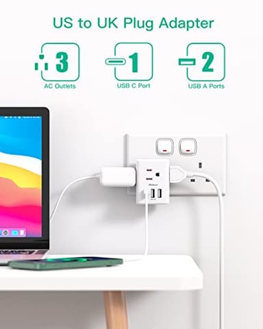 2-Pack UK Travel Plug Adapter - US to UK Plug Adapter, Type G International Plug Adapter, Dubai England Ireland Travel Essentials, UK Power Adapter - Image 2