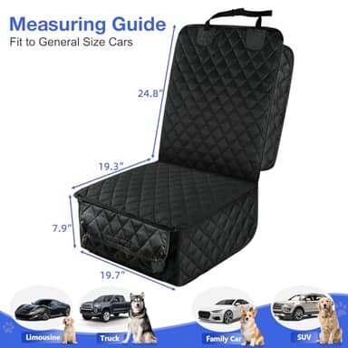 PETICON Front Seat Cover 2 Pack, Full Protection Dog Car Seat Cover with Side Flaps, Nonslip Scratchproof Captain Chair Seat Cover Fits for Cars, Trucks, SUVs, Jeep, Black - Image 5
