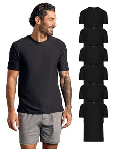 True Classic Workout Shirts for Men – Mens Shirts & Muscle Shirt for Men, Gym Shirt, Mens Tank Top and Athletic Base Layer, Quick-Dry Workout Tee, Pack of 6, Black, XL - Image 1