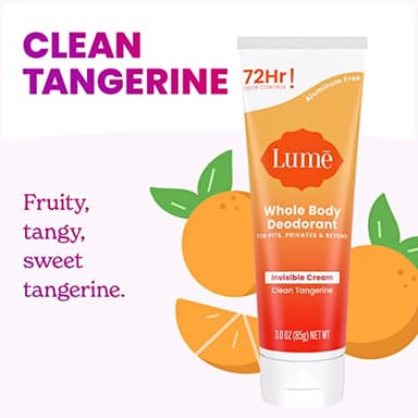 Lume Whole Body Deodorant - Invisible Cream Tube - 72 Hour Odor Control - Aluminum Free, Baking Soda Free, Skin Safe - 3.0 ounce (Clean Tangerine) - Image 3