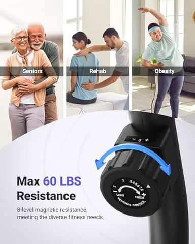 MERACH Recumbent Exercise Bike for Home with Smart Bluetooth and Exclusive App Connectivity, LCD, Heart Rate Handle, S08 Magnetic Recumbent Bikes, Black - Image 5
