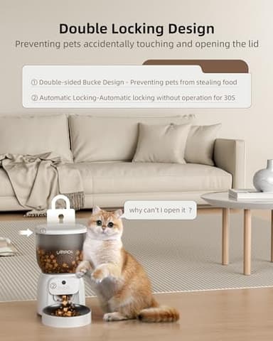 LAMPICK Automatic Cat Feeder with Camera, 1080P HD Video Cat Food Dispenser with Stainless Steel Bowls WiFi Automatic Pet Feeder with 2 Way Audio,Smart App Control - Image 7
