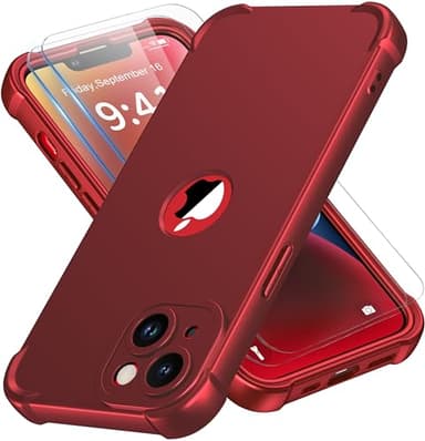 ORETECH for iPhone 14 Case, with [2 x Screen Protectors] [15 Ft Military Grade Drop Test] [Camera Protection] 360° Shockproof Slim Thin Phone Case for iPhone 14 Cover 6.1" - Red - Image 1