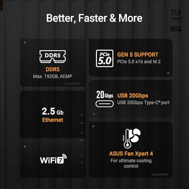 ASUS TUF Gaming B850-PLUS WiFi AMD AM5 B850 ATX Motherboard, 14+2+1 80A Stages, AI Ready, DDR5, PCIe 5.0, 3X M.2, Wi-Fi 7, 2.5Gb LAN, DisplayPort, HDMI™, USB 10Gbps & 20Gbps Type-C®, BIOS Flashback™ - Image 5