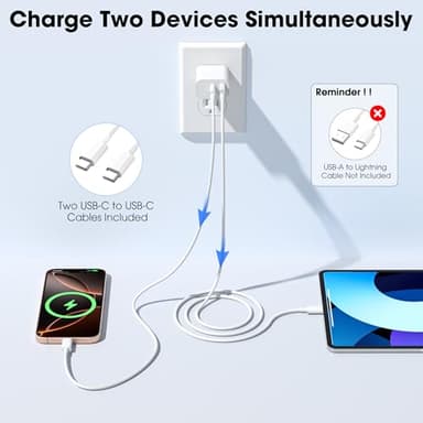 iPhone 17 16 Charger Fast Charging, 20W USB C Wall Charger Block with 6ft Type C to C Cable Cord for Apple iPhone 17/17 Pro/17 Pro Max/17 Air/16/16 Plus/16 Pro/16 Pro Max/15/15 Pro Max/iPad Pro/Mini - Image 6