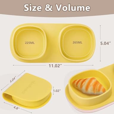 yahaa Silicone Foldable Novelty Dinner Plates,Baby Plates Travel Essential with Forks and Spoons,Microwave & Dishwasher Safe,Lemon - Image 3