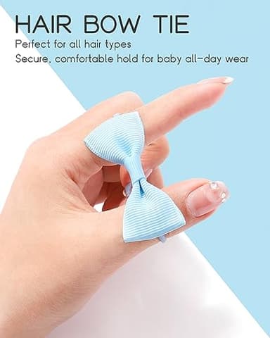 40PCS 2 Inches Baby Girls Hair Bows Ties Mini Boutique Elastic Hair Rubber Ribbon Hair Band Accessories for Kids Toddlers Infants (40 PCS), Multi-colored - Image 7