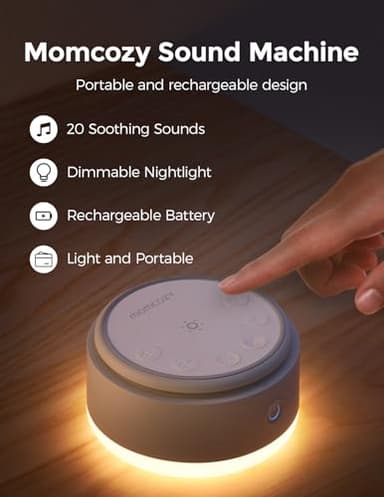 Momcozy Sound Machine for Baby-20 Soothing Sounds & Touch Warm Light Portable White Noise for Kids & Adults for Sleeping Timer and Memory | Ideal Travel Companion & Nursery Must-Have - Image 2