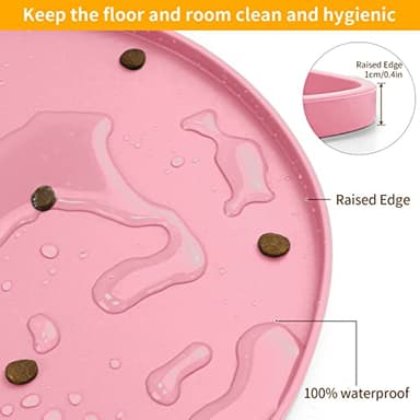 Ptlom Silicone Pet Placemat for Dogs and Cats, Non-Slip Waterproof Dog Feeding Bowl Mats for Food and Water, Small Medium Large Pet Puppy Tray Mat Prevent Residues from Spilling onto The Floor, Pink - Image 5