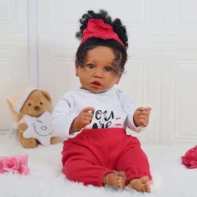 KSBD Realistic Reborn Baby Doll Black Girl – 20 Inch Lifelike Real Life African American Newborn Doll with Soft Body Gift Set for Kids Age 3+ - Image 7