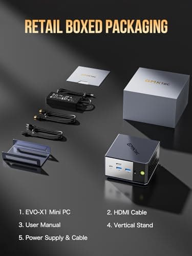 GMKtec EVO-X1 AI Mini PC AMD Ryzen AI 9 HX-370 Series (Up to 5.1GHz) Gaming Computers, 64GB DDR5 1TB PCIe 4.0 SSD, Triple Screen 8K Display, WiFi 6 & USB4/Oculink Interface - Image 9