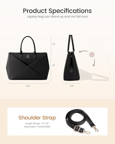 LOVEVOOK Laptop Tote Bag for Women with Large Cup Holder, 15.6 Inch PU Leather Work Bag Teacher Tote Bag, Waterproof Computer Bags Business Office Briefcase Handbag - Image 5